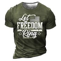 Men's Unisex T shirt 3D Print Graphic Prints National Flag Letter Crew Neck Street Daily Print Short Sleeve Tops Casual Designer Big and Tall Sports Black Army Green Dark Gray miniinthebox - thumbnail
