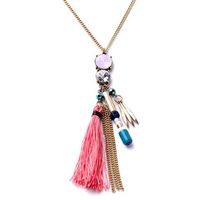 Pink Tassels Zircon Long Necklace