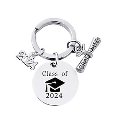 Class Of 2024 Graduation Keychain Stainless Steel Inspirational Key Chains For Graduate Gifts Keychain Pendant Stainless Steel Circular 2024 Graduation Season Gift Keychain Keep As A Commemoration Lightinthebox