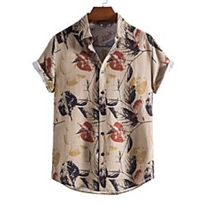 Men's Shirt Other Prints Letter Animal Print Short Sleeve Daily Tops Beach Boho Gray Lightinthebox