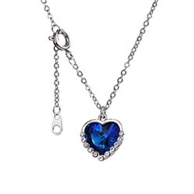 Simple Elegant Cute Blue Crystal Pendant Necklaces For Women Fashion Romantic Heart Gem Necklace Good Gift Lightinthebox