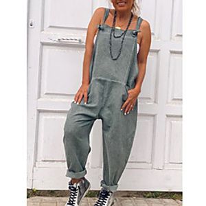 Women's Casual Causal Daily Holiday 2021 Yellow Blushing Pink Gray Romper Solid Color Lightinthebox