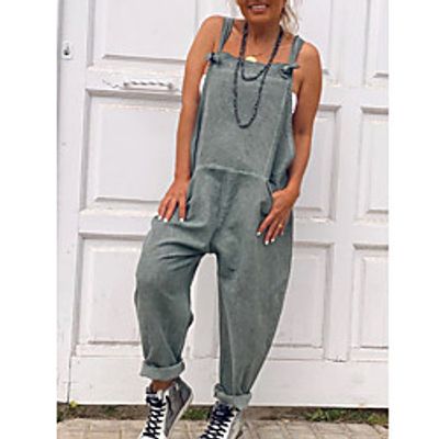 Women's Casual Causal Daily Holiday 2021 Yellow Blushing Pink Gray Romper Solid Color Lightinthebox