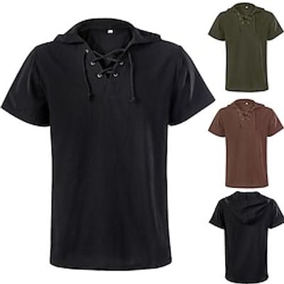 Warrior Retro Vintage Medieval 17th Century Blouse / Shirt Cosplay Costume Masquerade Men's Costume Vintage Cosplay Event / Party Short Sleeve Shirt Halloween miniinthebox