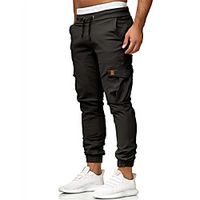 Men's Simple Jogger Pants Chinos Sweatpants Trousers Pants Solid Colored Side Pockets Multiple Pockets ArmyGreen Khaki Black miniinthebox - thumbnail