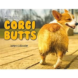 Corgi Butts 2024 Funny Dog Calendar - For Dog Lovers White Elephant and Secret Santa Lightinthebox