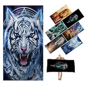 1PC Beach Swimming Towels Tiger Lion Wolf Cartoon Animal Pattern Printing Folded Quick-Dry Soft Towels Home Decor Travel miniinthebox