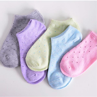 Women Cute Cotton Polka Dot Soft Candy Short Socks Casual Breathable Boat Socks