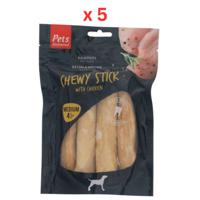 Pets Unlimited Chewy Stick With Chicken Medium Dog Treats 4pcs Pack Of 5