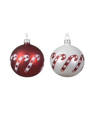 Kaemingk Decoris Bauble Glass Matt Candy Canes Assorted 1 Piece