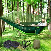 Camping Hammock with Pop Up Mosquito Net Double Hammock Outdoor Breathable Anti-Mosquito Ultra Light (UL) Foldable Mesh Parachute Nylon with Carabiners and Tree Straps for 2 person Camping / Hiking miniinthebox - thumbnail