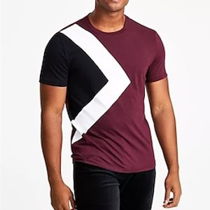 Men's T shirt Tee Color Block Tee Color Block Crew Neck Street Vacation Short Sleeves Patchwork Clothing Apparel Basic Designer Modern Contemporary Lightinthebox