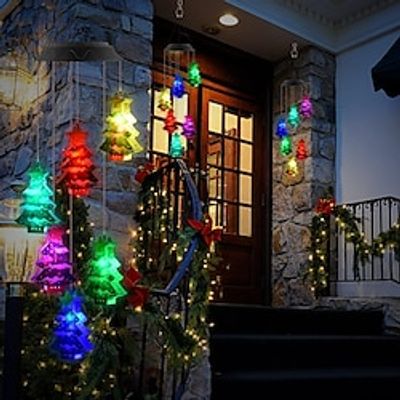 Solar Christmas Snowman Wind Chimes Light Christmas Tree Snowflake Outdoor Waterproof Garden Light Balcony Porch Yard New Year Christmas Hanging Light miniinthebox