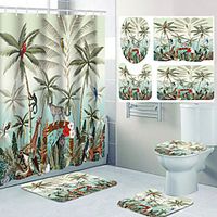 Bathroom Waterproof Shower Curtain and Cushion Four-piece Set Modern Polyester New Design Lightinthebox - thumbnail