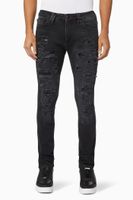 Slim Fit Denim Jeans with Metal Mesh - thumbnail