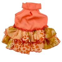 Coco Pets Peach Ruffles Dress- X-SM