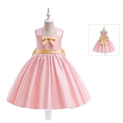 Kids Girls' Party Dress Solid Color Sleeveless Performance Birthday Princess Sweet Polyester Cotton Blend Knee-length Party Dress Summer Spring Fall 3-8 Years Pink Lightinthebox