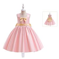 Kids Girls' Party Dress Solid Color Sleeveless Performance Birthday Princess Sweet Polyester Cotton Blend Knee-length Party Dress Summer Spring Fall 3-8 Years Pink Lightinthebox - thumbnail
