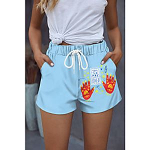 Women's Stylish Basic Comfort Beach Weekend Active Pants Graphic Prints Colorful Short Sporty Elastic Drawstring Design Print Blue Blushing Pink Green miniinthebox