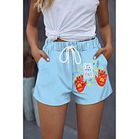 Women's Stylish Basic Comfort Beach Weekend Active Pants Graphic Prints Colorful Short Sporty Elastic Drawstring Design Print Blue Blushing Pink Green miniinthebox - thumbnail