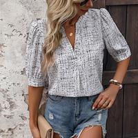 Women's Shirt Blouse Graphic Casual Print White Short Sleeve Fashion V Neck Summer Lightinthebox