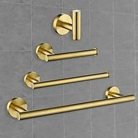 4pcs Bathroom Hardware Set Bath Accessory Kit Wall Mounted Stainless Steel18Inch Towel Bar Brushed Gold Bathroom Accessories Toilet Paper Holder Robe Clothes Hook Lightinthebox