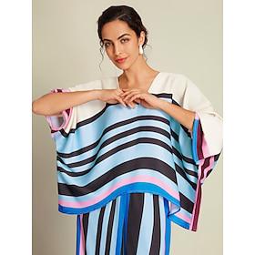 Satin Stripe Magyar Sleeve Oversized Blouse