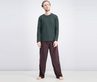 Mens Fleece Pajama Set  Burgundy/Hunter - thumbnail