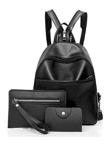 Fashion Three Pieces Overall Plain PU Backpack