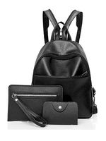 Fashion Three Pieces Overall Plain PU Backpack - thumbnail