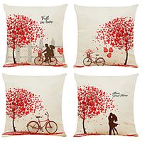 Valentine's Day Double Side Cushion Cover 4PC Soft Decorative Square Throw Pillow Cover Cushion Case Pillowcase for Bedroom Livingroom Superior Quality Machine Washable Indoor Cushion for Sofa Couch Bed Chair Lightinthebox - thumbnail