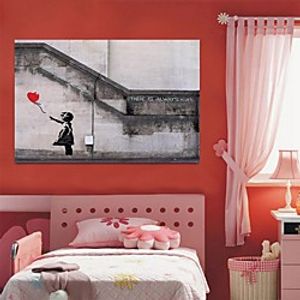 Wall Art Canvas Prints Painting Artwork Picture Black White Girl Balloon Home Decoration Décor Rolled Canvas No Frame Unframed Unstretched Lightinthebox