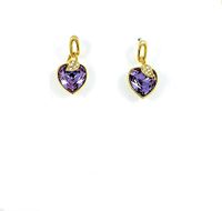 Swarovski Elements 18K Gold Plated Earrings encrusted with Purple Swarovski Crystals, SWR-201