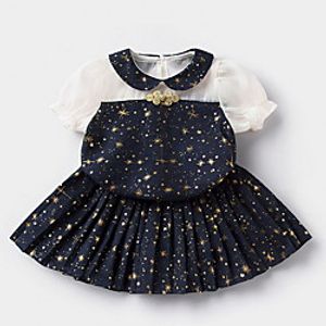 Kids Little Girls' Dress Graphic Print Dusty Blue Knee-length Short Sleeve Basic Dresses Summer Regular Fit 3-8 Years miniinthebox