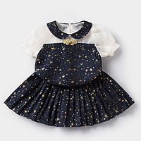 Kids Little Girls' Dress Graphic Print Dusty Blue Knee-length Short Sleeve Basic Dresses Summer Regular Fit 3-8 Years miniinthebox - thumbnail
