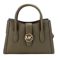 Michael Kors Gabby Small Olive Faux Leather Top Zip Satchel Crossbody Bag (90793)