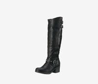 Womens Cara Wide Calf Faux Leather Riding Boots  Black - thumbnail