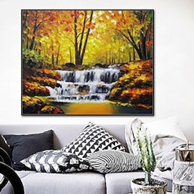 Oil Painting Hand Painted Horizontal Landscape Floral / Botanical Contemporary Modern Rolled Canvas (No Frame) miniinthebox