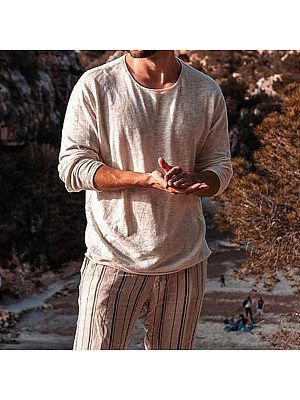 Men's Simple Cotton Breathable Long Sleeve T-Shirt