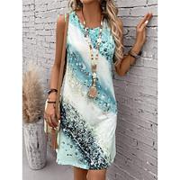 Women's Casual Dress Tank Dress Marble Print Crew Neck Mini Dress Streetwear Street Holiday Sleeveless Summer Lightinthebox