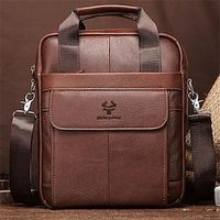 Men's Crossbody Bag Shoulder Bag Nappa Leather Cowhide Daily Zipper Solid Color Black Coffee Lightinthebox