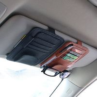 Multiple Layers Car Glasses Folder PU Leather Sun Visor Card Holder Car Storage Bag