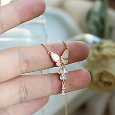 yongcheng whole body 925 silver natural shell butterfly necklace temperament exquisite retro simple light luxury niche clavicle chain Lightinthebox