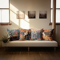 Colorful Landscape Double Side Pillow Cover 1PC Soft Decorative Square Cushion Case Pillowcase for Bedroom Livingroom Sofa Couch Chair miniinthebox - thumbnail