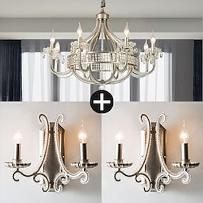 Chandelier Adjustable 16 Lights Crystal Glass E12E14 Chandelier2pcs 12 Head Wall Light for Bedroom Living Room Hallway Entry 110-220V Lightinthebox
