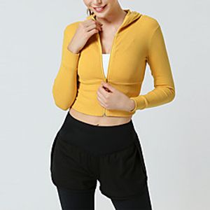 Women's Long Sleeve Running Jacket Tee Tshirt Top Athletic Cotton Quick Dry Lightweight Breathable Gym Workout Running Active Training Jogging Exercise Sportswear Solid Colored Yellow Pink Green Black Lightinthebox