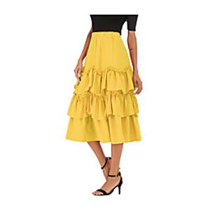 Women's Vacation Casual / Daily Basic Streetwear Skirts Solid Colored Layered Ruffle Yellow Orange Royal Blue miniinthebox