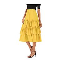 Women's Vacation Casual / Daily Basic Streetwear Skirts Solid Colored Layered Ruffle Yellow Orange Royal Blue miniinthebox - thumbnail