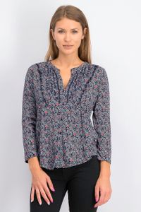 Womens Floral Button Down Top  Navy