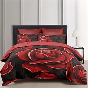 Roses Floral Pattern Duvet Cover Set Soft Microfiber 3-Piece Luxury Weighted Bedding Set Home Decor Gift Lightinthebox